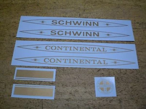 Schwinn 1980 - 1982 Continental Lightweight Roadbike Bicycle Frame Decal Set - Picture 1 of 1
