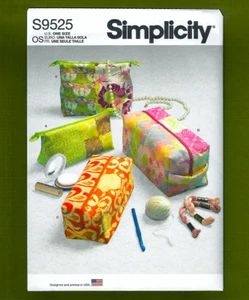 NEW! Assorted Zippered Cases Sewing Pattern Fat Quarter Friendly~Simplicity 9525 - Picture 1 of 5