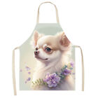 fr Printed Linen Apron Dog Waterproof Kitchen Cooking Bibs Oilproof Pinafore