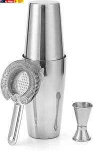 Cocktail Shaker Set Boston Shaker Set Bartender Kit Bar Tools Premium Stainless - Picture 1 of 7