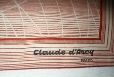 Scarf Claude d'Arcy Paris Silk Rust Brown Geometric Design 24" x 26" Vintage