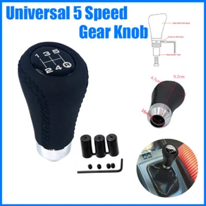5 Speed Manual Car Gear Shift Knob Shifter Lever Black PU Leather Universal @ - Bild 1 von 8
