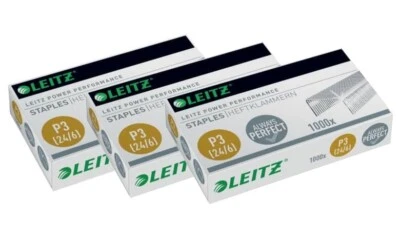 3 x Leitz Heftklammern 5570 Klammern P3 verzinkt 24/6 Tackernadeln 1000 Stück