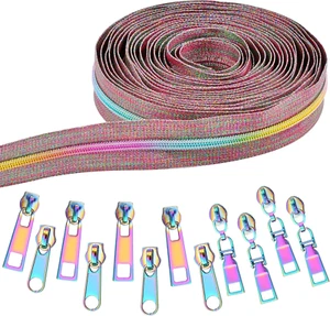 Elesunory #5 Zippers for Sewing, 9.84 Yards Nylon Coil Rainbow Zipper Tape by th - Picture 1 of 12