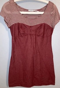 Kimchi Blue Urban Outfitters Red Striped Cap Sleeved Empire Waist Dress Sz S - Picture 1 of 5