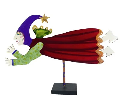 De colección 1998 Judie Bomberger caprichoso hada voladora bruja ángel arte de metal firmado Foto 1 de 4