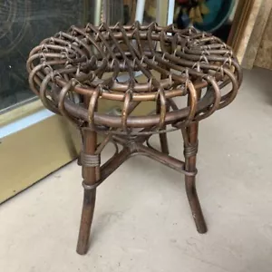 Hocker im Stil von Franco Albini Rattan Bambus Midcentury Vintage Italien Boho - Picture 1 of 6