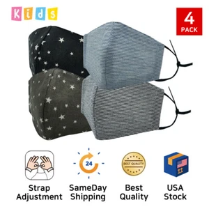 USPS/Plepop Niños Algodón Moda Máscara Facial 4EA Para Niños Máscara (2 Estrellas, 2 Rayas) - Imagen 1 de 10