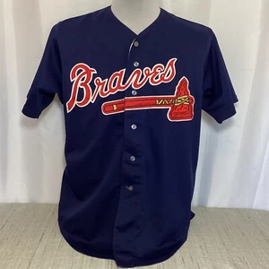 Vintage Atlanta Braves #10 Wilson Baseball blau Trikot Flagge Patch Name entfernt Gr. 46 - Bild 1 von 9