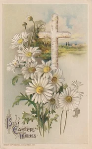 KÜNSTLER SIGNIERT, JOHN WINSCH BESTE OSTERWÜNSCHE, 1912, GÄNZECHEN, KREUZ, GEPRÄGT - Bild 1 von 2