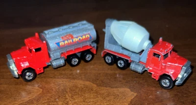 Lote de 2 camiones cisterna Hot Wheels Peterbilt ferrocarril y cemento - Malasia 1979 Foto 1 de 4