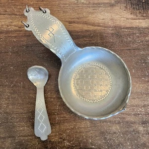 Jokkmokks Tenn Swedish Sami Pewter Bowl And Spoon Symbols Collectible Kasa Kuksa - Picture 1 of 10