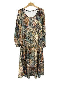 Soft Surroundings Santiago Stretch Samt Kleid Blumen Boho Gr. XL Petite - Bild 1 von 7