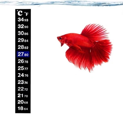 Betta Fish Tank Thermometer Stick On, Aquarium Temperature Sticker Strip - Image 1 of 4