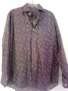 Alan Flusser XL Langarmshirt Paisley dunkel lila Beschreibung lesen - Bild 1 von 7