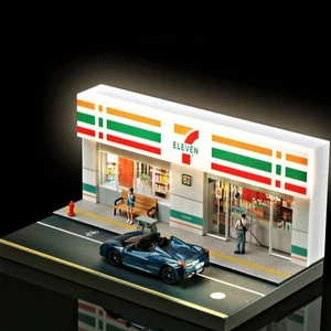 Diorama 1/64 Car Garage Model LED City Street Store Parking Lot Scene Model Toy - Picture 1 of 13