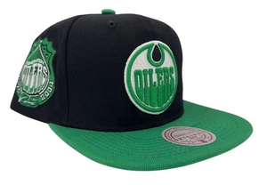 Cappello snapback Mitchell & Ness NHL Edmonton Oilers nero e verde City Hook, nuovo - Foto 1 di 9
