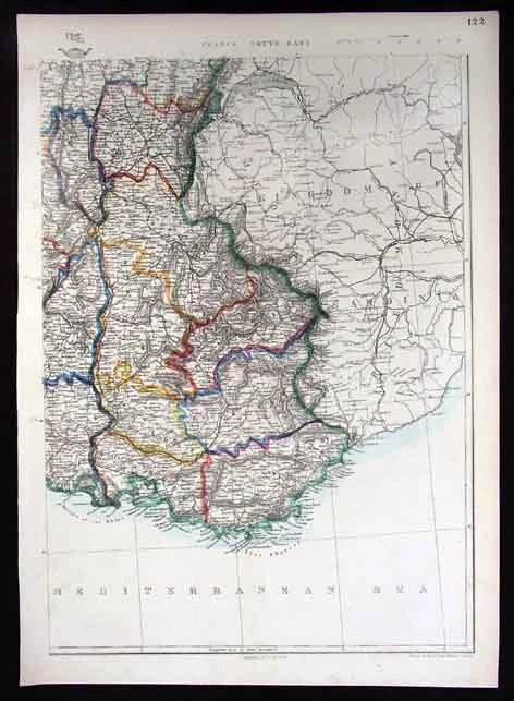 1860 Map  South France French Riviera Marseille Toulon Avignon Cannes Nice Nimes - Image 1 of 1