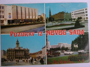 Novog Sada Vintage '79 JUGOSLAWIEN Postkarte mit seltenen Briefmarken zum Absender - Bild 1 von 3