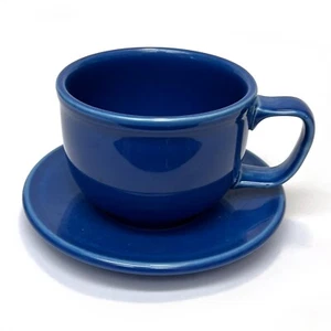 Homer Laughlin Fiesta Sapphire Retired 18-Ounce Jumbo Cup and Jumbo Saucer Set - Picture 1 of 11
