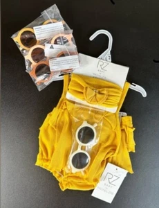 Rachel Zoe Baby Girl Yellow Outfit W/Headband & Sunglasses. Size 6-9 Mo. NWT! - Picture 1 of 4