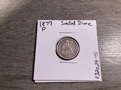 1877 Seated Liberty Silver Dime in Extra Fine Condition Type 4 Resumed 032451ak - Image 1 of 4