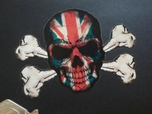 Union Jack Reflective Skull & Crossbone Bike Sticker 3" Motorcycle Car Helmet - Picture 1 of 1
