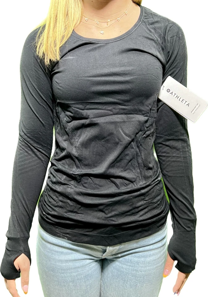Athleta Speedlight Seamless Top Women's Medium T-Shirt - Black (150992)
