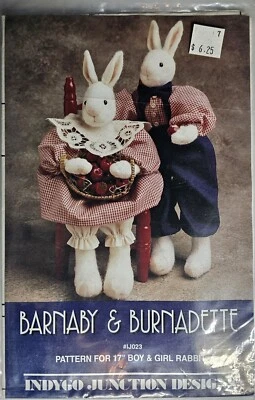 Indygo Junction Barnaby & Burnadette- 17" Boy & Girl Rabbit VTG 1993 Unused-C2  - Image 1 of 2