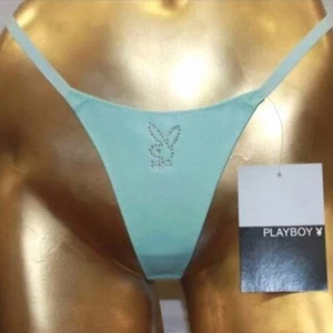 Damen Playboy Türkis Leder G - String Höschen Neu mit Etikett - Bild 1 von 3