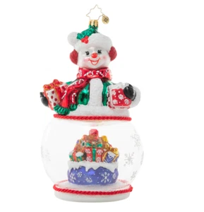 Christopher Radko Chilly snowman snow Globe Snowman Christmas Ornament- New - Picture 1 of 5