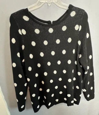 Suéter de Lunares TALLA 18/20 (1X) LANE BRYANT Blanco y Negro Hilo Metálico Foto 1 de 4