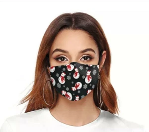 Snowflake & Snowman Christmas Face Mask Adjustable Reusable US Seller Fast Ship - Picture 1 of 8