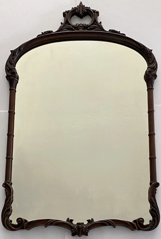 Antique 19th Century Victorian Art Nouveau Ornate Carved Wood Big Ornate Mirror Cover