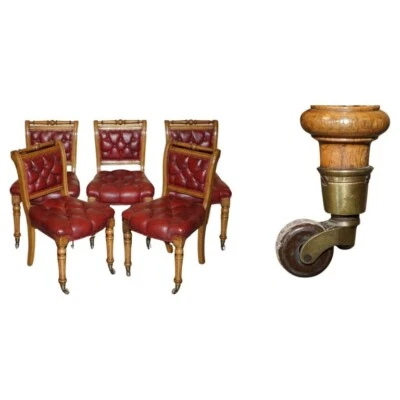 CINCO SILLAS DE COMEDOR ANTIGUAS ATRIBUIDAS A HOLANDA E HIJO CON MARCOS DE ROBLE INGLÉS 5 Foto 1 de 4