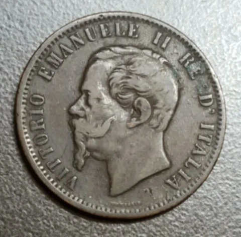 1862 M Italy 10 centesimi Bronze coin KM 11.1 Vittorio Emanuele II Cover