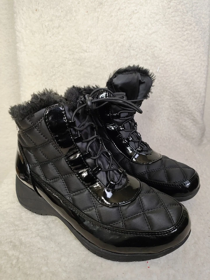 Botas de mujer Khombu Molly 7,5 W negras sintéticas con cordones forradas Sherpa zapatos de invierno Foto 1 de 4