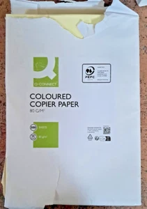 Q-Connect Yellow A4 Copier Paper 80gsm Ream of 500 Sheets - KF01096 - SEE PICS - Afbeelding 1 van 3