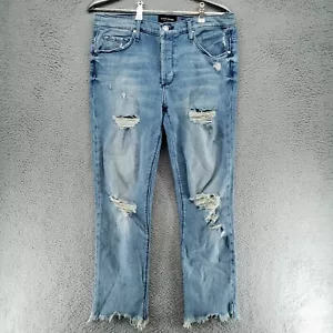 Black Orchid Joan Straight Jeans Womens 27 Blue Denim Button Fly Distressed - Picture 1 of 15