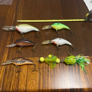 LOT OF 6 VINTAGE FISHING LURES Tom Mann POE’s no markings? Good Condition - Picture 1 of 9