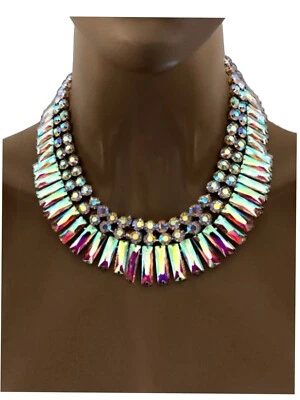 Lujoso Conjunto de Collar Distintivo Cleopatra Noche Cristales Aurora Boreal Foto 1 de 4