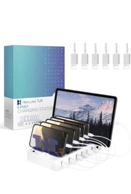 Hercules Tuff Charging Station for Multiple Devices - 6 Ports (White) - Image 1 of 4