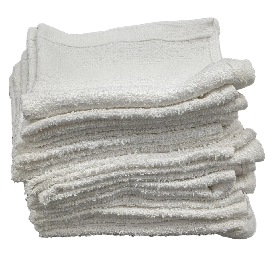12x12 White Value Washcloths Rags Bath/Craft/Kitchen/Garage/Face 1 LB Per Dozen - Image 1 of 4