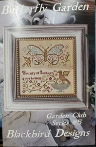 Blackbird Designs Cross Stitch Chart #5 BUTTERFLY GARDEN Sampler/Pincushion - Picture 1 of 4