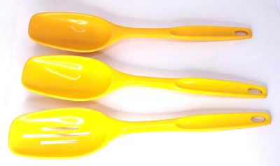 Vintage Foley, Set of 3,  2 Serving Spoons/1 Slotted Spoon, Nylon, Yellow, 11 in - Image 1 of 4