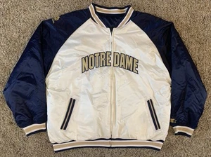 Vintage Notre Dame Fighting Irish Starter Jacket Size 2XL White Blue Reversible - Picture 1 of 10