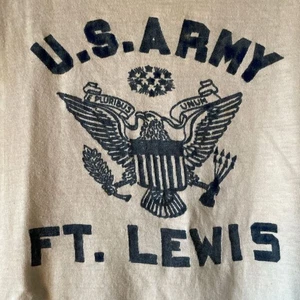 1940s–50s Vintage US Army T-Shirt – Binder Neck, Flocked Print, Size M Used - Picture 1 of 9