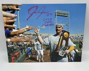 JARED JONES LSU 2025 NATIONAL CHAMPIONS SIGNED 8X10 BASEBALL PHOTO COA - Picture 1 of 3