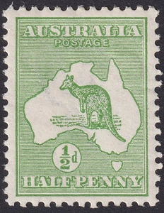 Australia 1913 KGV Roo ½d Green wmk Wide Crown Mint SG1 cat £11 - Picture 1 of 2