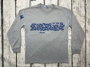 VTG Island Motion Hawaii Floral Spell Out Men's Gray 1990s Long Sleeve Shirt - M - Picture 1 of 11